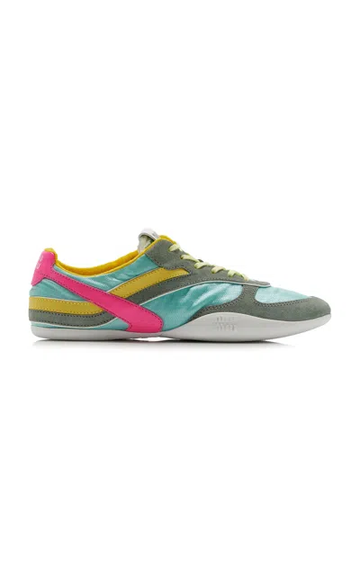 Miu Miu Gymnasium Tech-nylon And Suede Sneakers In Multi