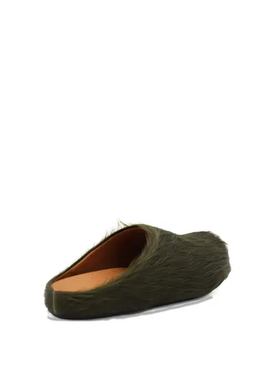 Marni Green Long-haired Calfskin Footbed Sabot