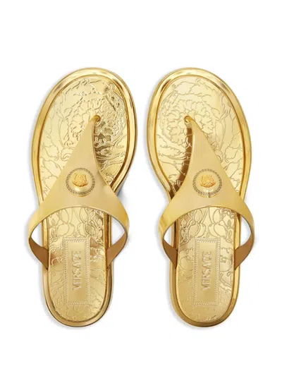 Versace Alia Slides In Gold
