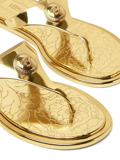 Versace Alia Slides In Gold