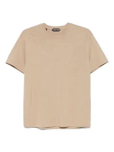 Tom Ford Crew Neck Short Sleeve T-shirt In Neutrals