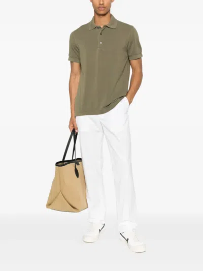 Tom Ford Classic Pique Polo With Tailored Fit In Green
