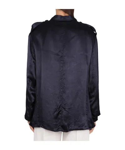 Aspesi Single-breasted Jacket With Epaulets In Blue