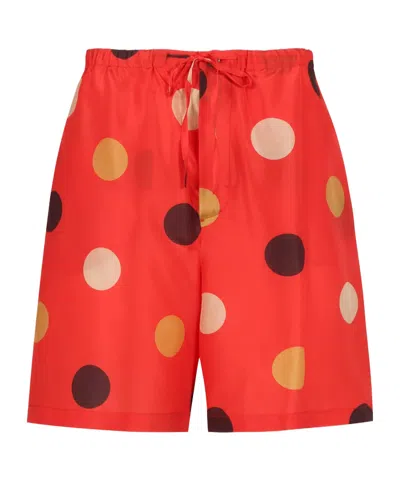 Aspesi Dotted Elastic Waist Shorts In Red