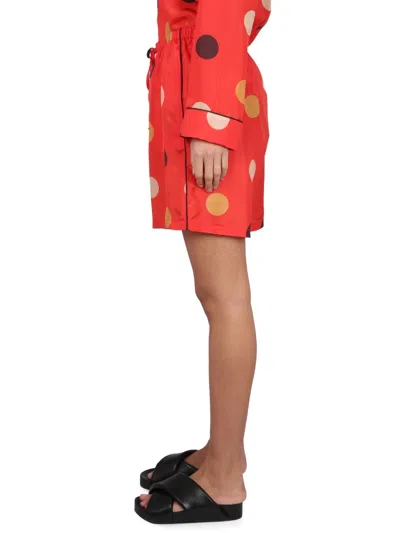 Aspesi Dotted Elastic Waist Shorts In Red