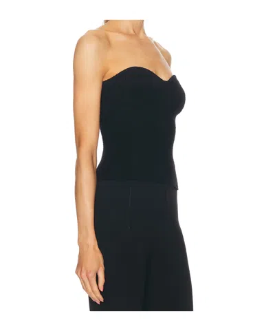Wardrobe.nyc Textured Rib Knit Bandeau With Heart-shaped Neckline In Black