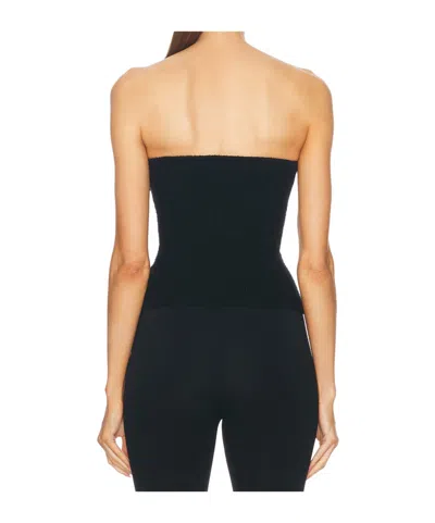 Wardrobe.nyc Textured Rib Knit Bandeau With Heart-shaped Neckline In Black