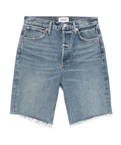 Agolde High Rise Shorts In Blue