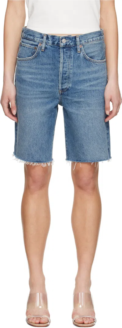 Agolde High Rise Shorts In Blue