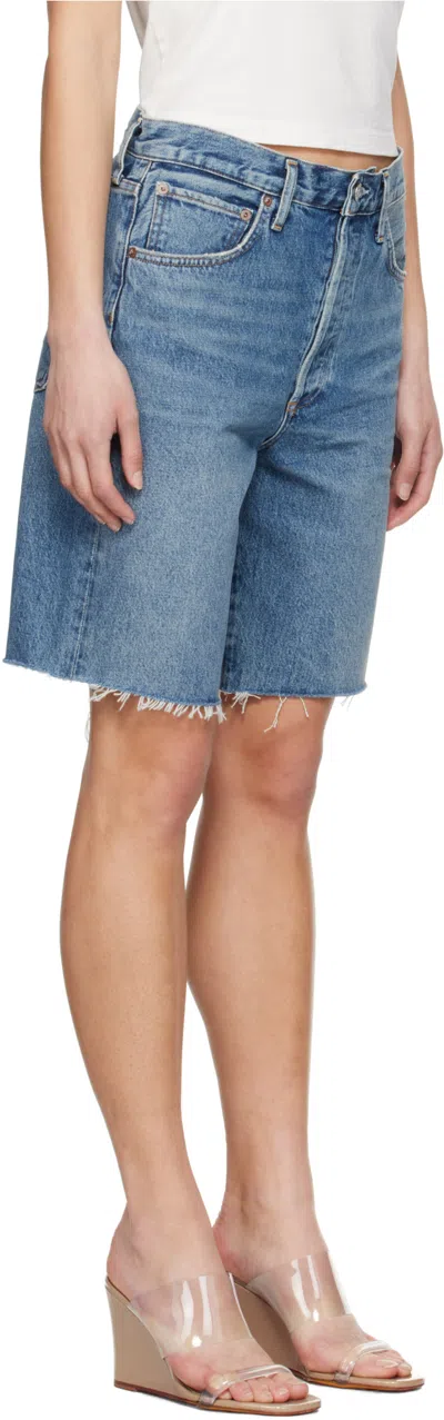 Agolde High Rise Shorts In Blue