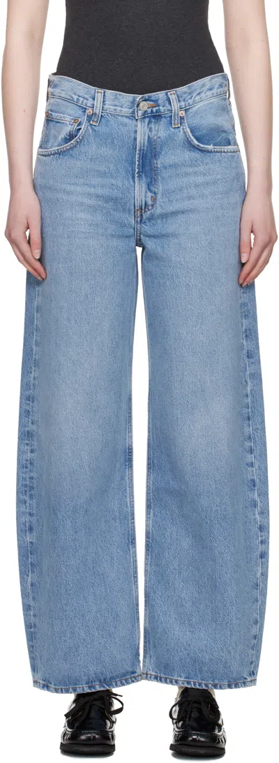 Agolde Temple Denim Trousers Belt Loops In Blue