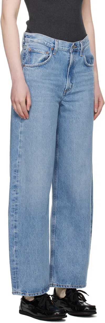 Agolde Temple Denim Trousers Belt Loops In Blue