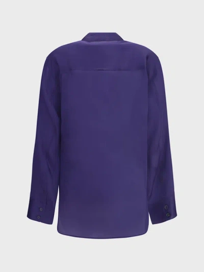 Khaite Herschel Oversized Silk-organza Shirt In Blue
