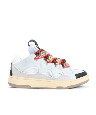 Lanvin Curb Leather Sneakers With Multicolor Laces