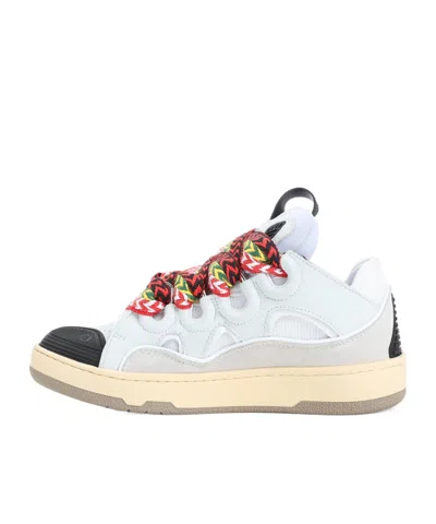 Lanvin Curb Leather Sneakers With Multicolor Laces