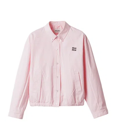 Miu Miu Cotton Poplin Button-front Shirt Jacket In Pink