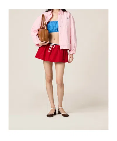 Miu Miu Cotton Poplin Button-front Shirt Jacket In Pink