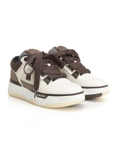 Amiri Brown Low Top Sneakers With Logo Detail On The Side And Mesh Panels In Red