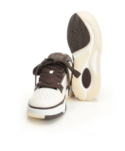 Amiri Brown Low Top Sneakers With Logo Detail On The Side And Mesh Panels In Red