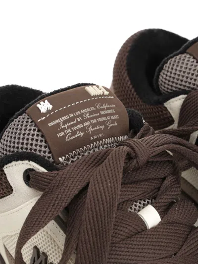 Amiri Brown Low Top Sneakers With Logo Detail On The Side And Mesh Panels In Red