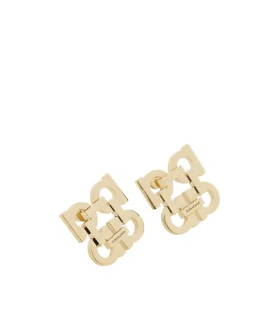Ferragamo Four Gancini Clip On Earrings In Gold