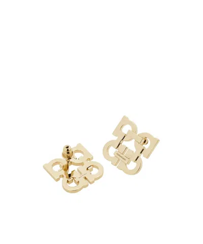 Ferragamo Four Gancini Clip On Earrings In Gold