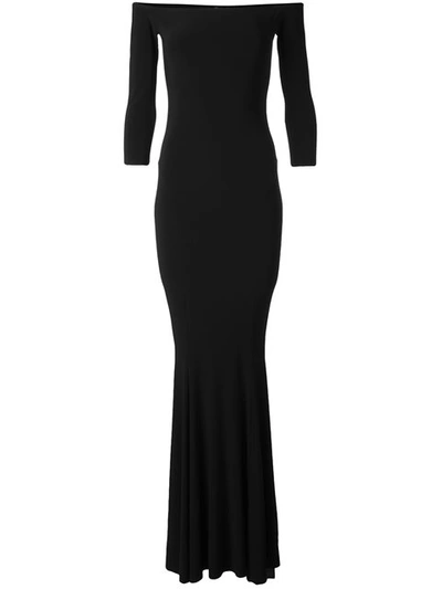 Norma Kamali Norma Kulture Off The Shoulder Fishtail Gown In Black