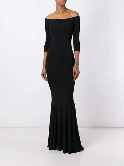 Shop Norma Kamali Off-shoulder Mermaid Gown In Black