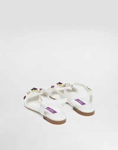 Dolce & Gabbana Heel Sandals With Embellished Jewel Accents In White