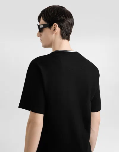 Dolce & Gabbana Cotton Piqué T-shirt With Contrasting Collar In Black