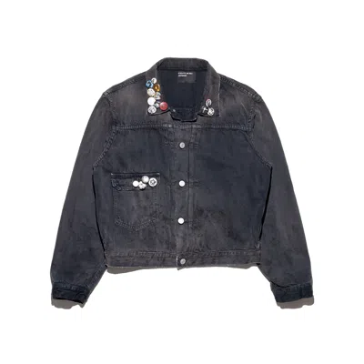 Enfants Riches Deprimes Type Vii Pin Assemblage Jacket In Grey Denim In Black