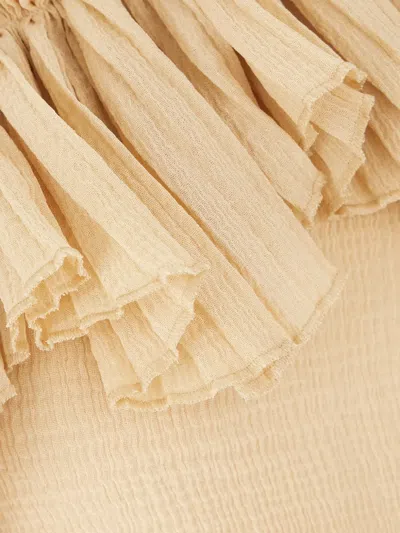 Saint Laurent Women Ruffled Silk Crepe Muslin Dress In Neutral