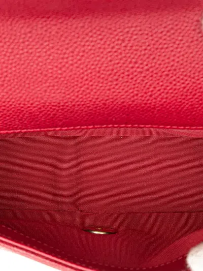 Pre-owned Chanel 2017-2018 Mini Quilted Caviar Carry Around Flap Satchel In Red