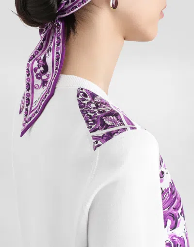 Dolce & Gabbana Majolica-print Silk Cardigan In White