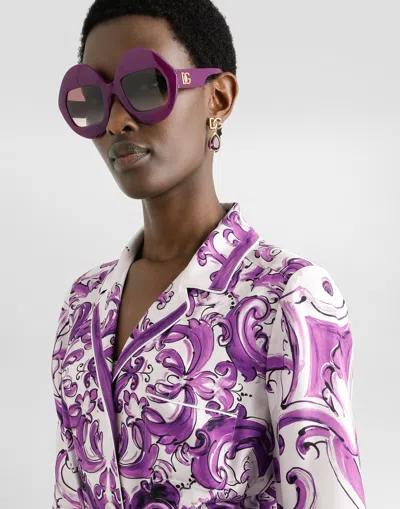 Dolce & Gabbana Printed Midi Dress Detachable Belt Waist In Multi