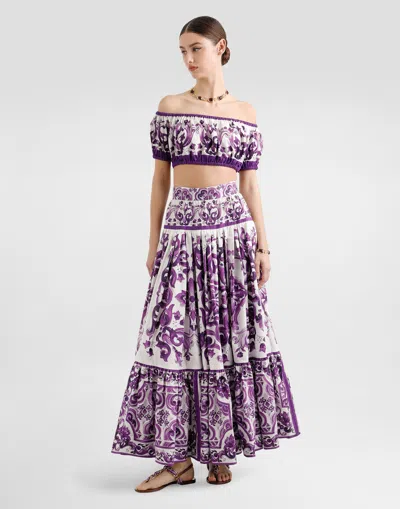 Dolce & Gabbana Maxi Skirt Dg In Purple