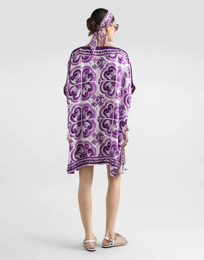 Dolce & Gabbana Farm Rio Printed Viscose Shirt In Purple