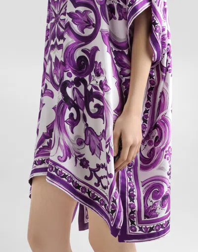 Dolce & Gabbana Farm Rio Printed Viscose Shirt In Purple