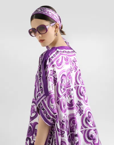 Dolce & Gabbana Farm Rio Printed Viscose Shirt In Purple