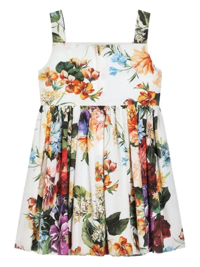 Dolce & Gabbana Flower-print Poplin Dress In Multi