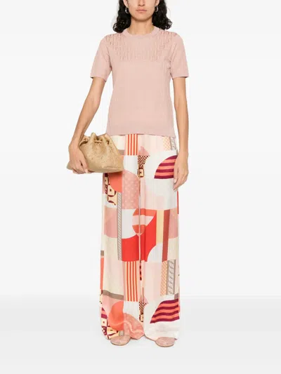 Fendi Woman Beige Tops In Pink
