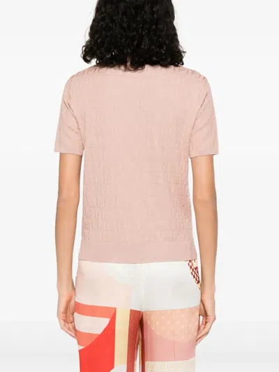 Fendi Woman Beige Tops In Pink