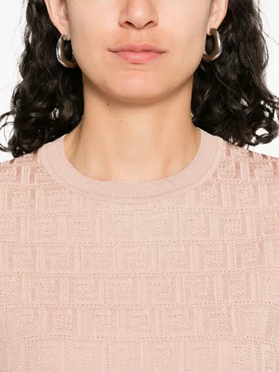 Fendi Woman Beige Tops In Pink