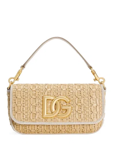 Dolce & Gabbana Rafia Crochet Shoulder Bag In Multicolor