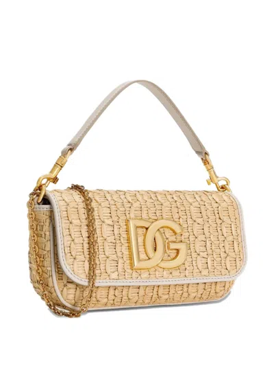Dolce & Gabbana Rafia Crochet Shoulder Bag In Multicolor