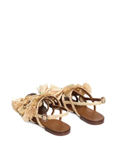 Dolce & Gabbana Embellished Raffia Flat Sandals