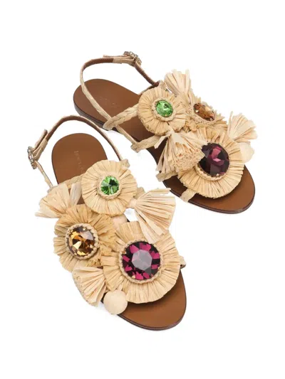 Dolce & Gabbana Embellished Raffia Flat Sandals