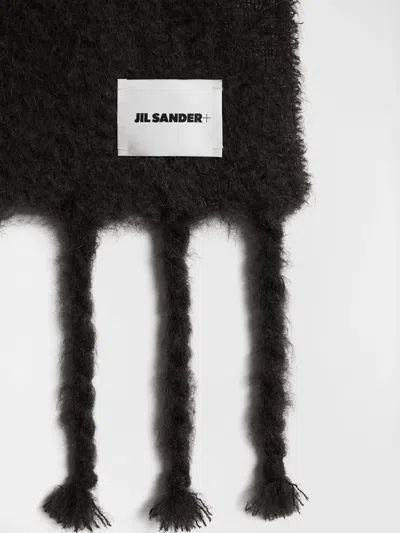Jil Sander Luxurious Soft Fringed Scarf Accessory In Black