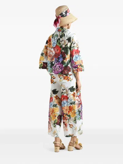 Dolce & Gabbana Flower Bouquet-print Poplin Trousers