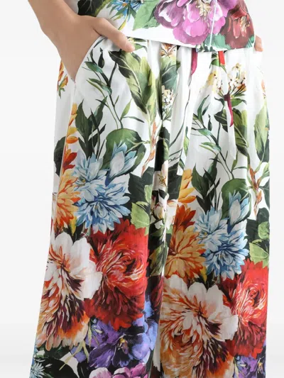 Dolce & Gabbana Flower Bouquet-print Poplin Trousers